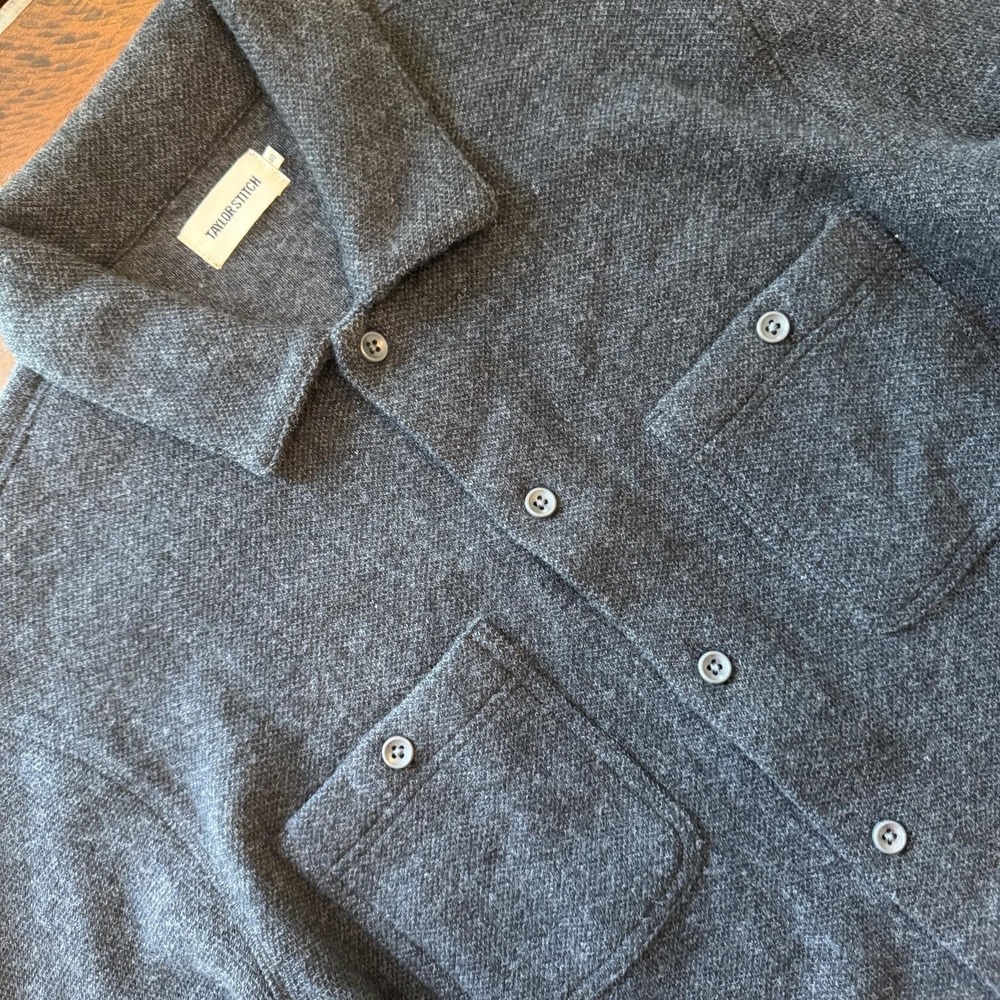 Taylor Stitch Jacket Mens 40 Gray Wool Herringbone Shirt Shacket Tweed Button